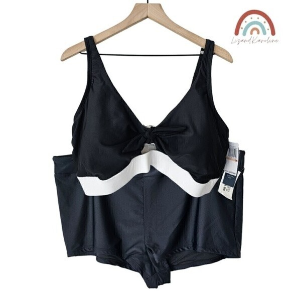 New! Aqua Couture Two Piece Bikini Top Swim Short Swimsuit Plus Size 2X/3X - Picture 1 of 13